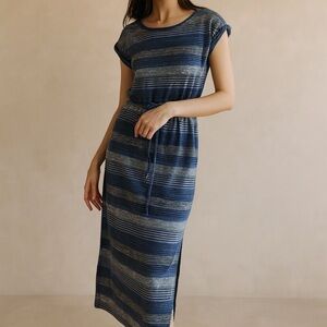Max Studio Blue Striped Maxi Dress Size M